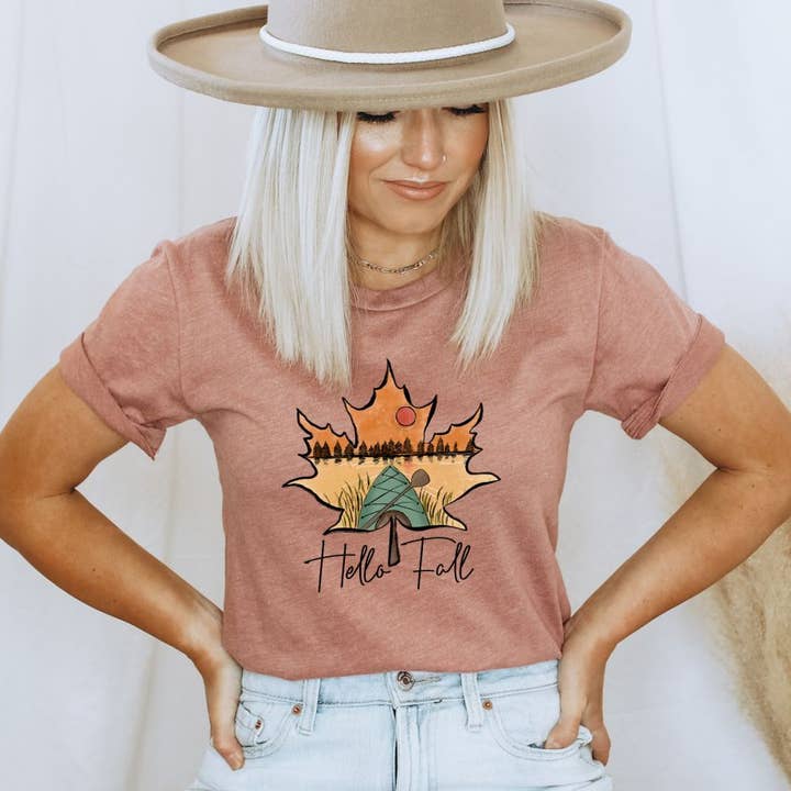 Hello Fall T-shirt | Women's T-shirt for wholesale by KM Clothing