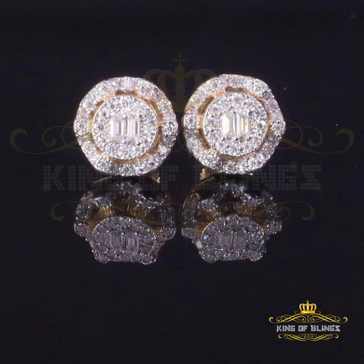 KING OF BLINGS - Wholesale Stud/Post Earrings - King of Bling's Men's/Womens Yellow 0.50ct VVS 'D' Moissanite Round Silver Earrings