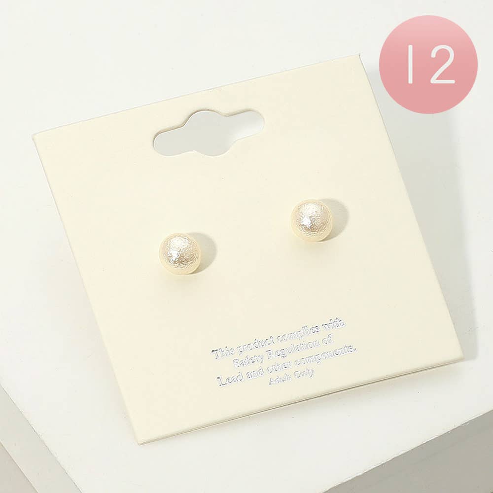 Sensibling Corp. - Wholesale Stud/Post Earrings - 12Pairs - Textured Pearl Stud Earrings0