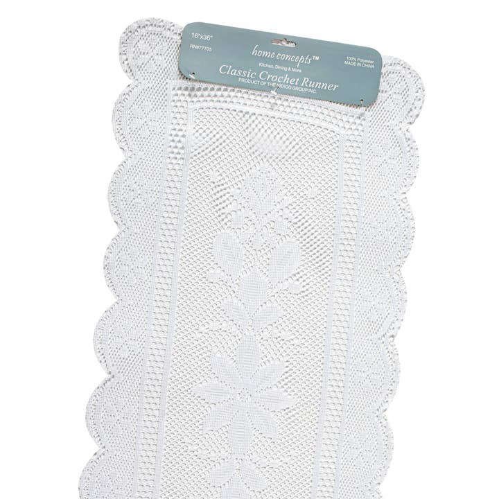 Camino de mesa de encaje blanco de 36 pulgadas tejido a máquina para venta al por mayor de Mabelle Home