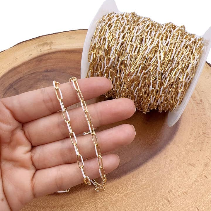 Beads Creation - Wholesale Link & Chain Necklace - Enamel Paperclip & Chevron Link & Chain Necklace by Foot9