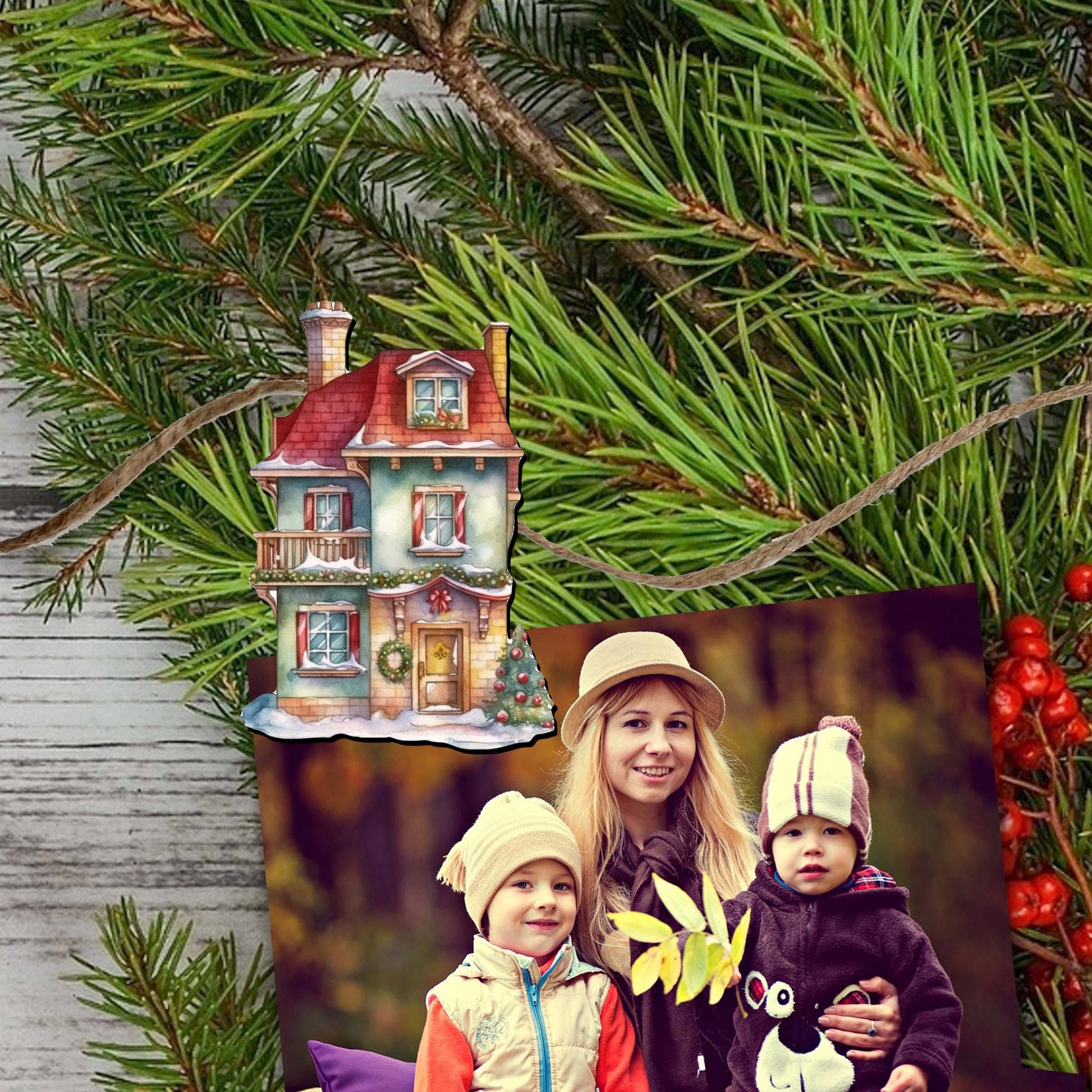 Designocracy - Wholesale Ornament Set - Dream Houses Clip-On Eco Wood Decorative Ornaments Set 64