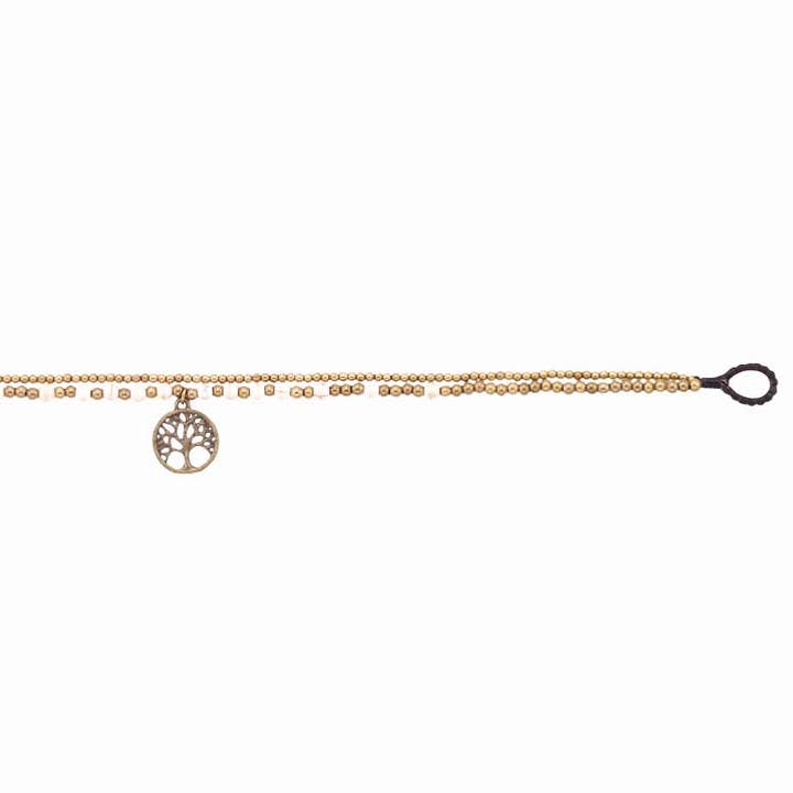 Bracelet de cheville arbre de vie blanc pour la vente par Benjamin International