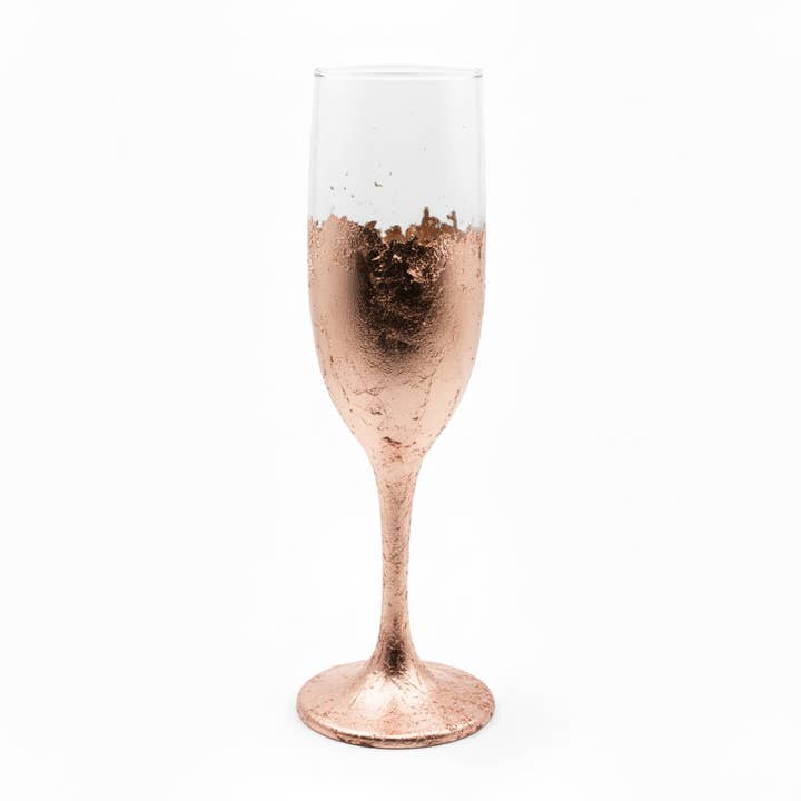 Abstract Metallic Finish Stemmed Champagne Glass for wholesale by Zim Designs
