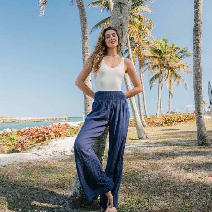 Lotus and Luna - Wholesale Pants - Women's - Oxford Cotton Wide Leg Pants