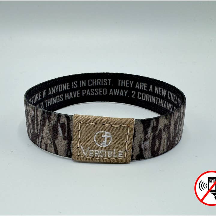 Versible - Wholesale Wristband - Versible® Wristbands - Tree Bark Camo / 2 Corinthians 5:17
