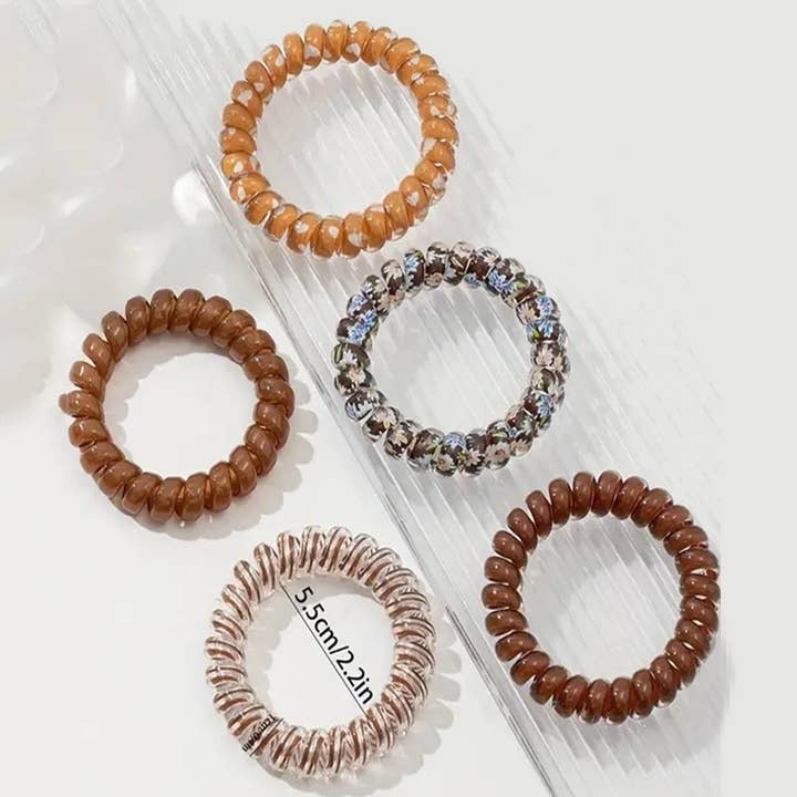 42POPS - Wholesale Hair Tie - ',,,,_...._ Assorted Hair Coil Ties Solid Flower Checker5