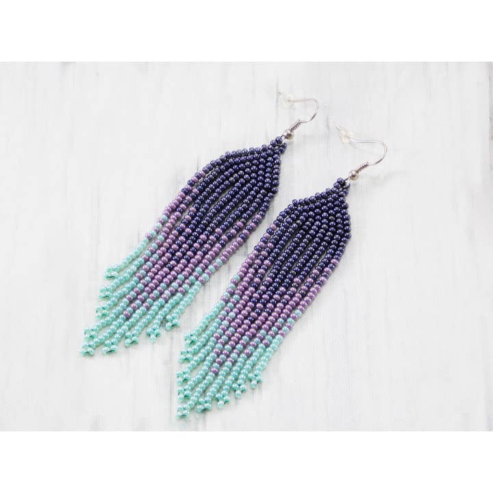 Present till Kvinnor Pärlstav Smycken Frans Örhängen Ombre Smycken Uttalande Örhängen Lila Örhängen Pär för wholesale av Ninolia