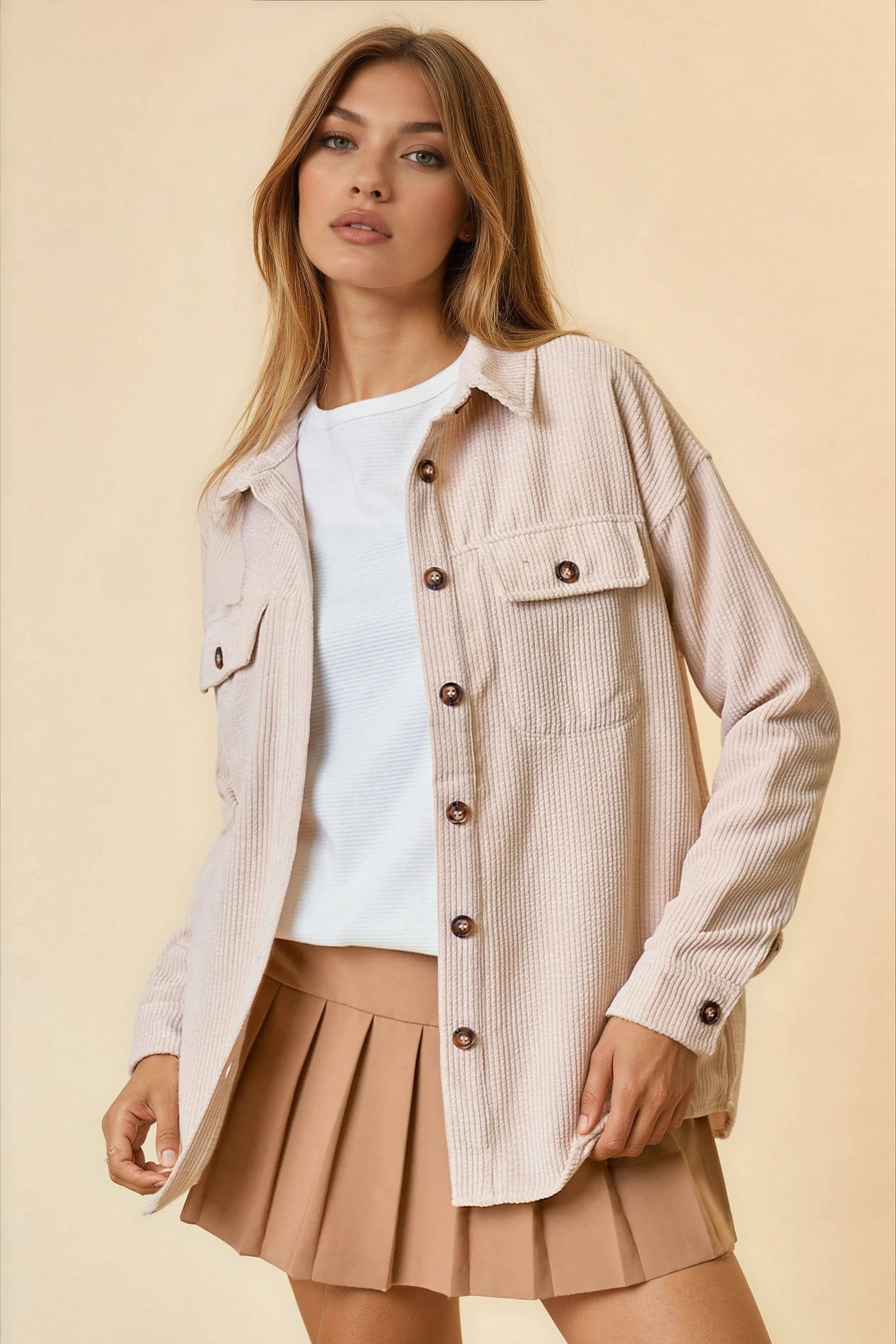 Doe and Rae - Vente Veste-chemise – femme - Veste boutonnée en velours côtelé - 10210J6