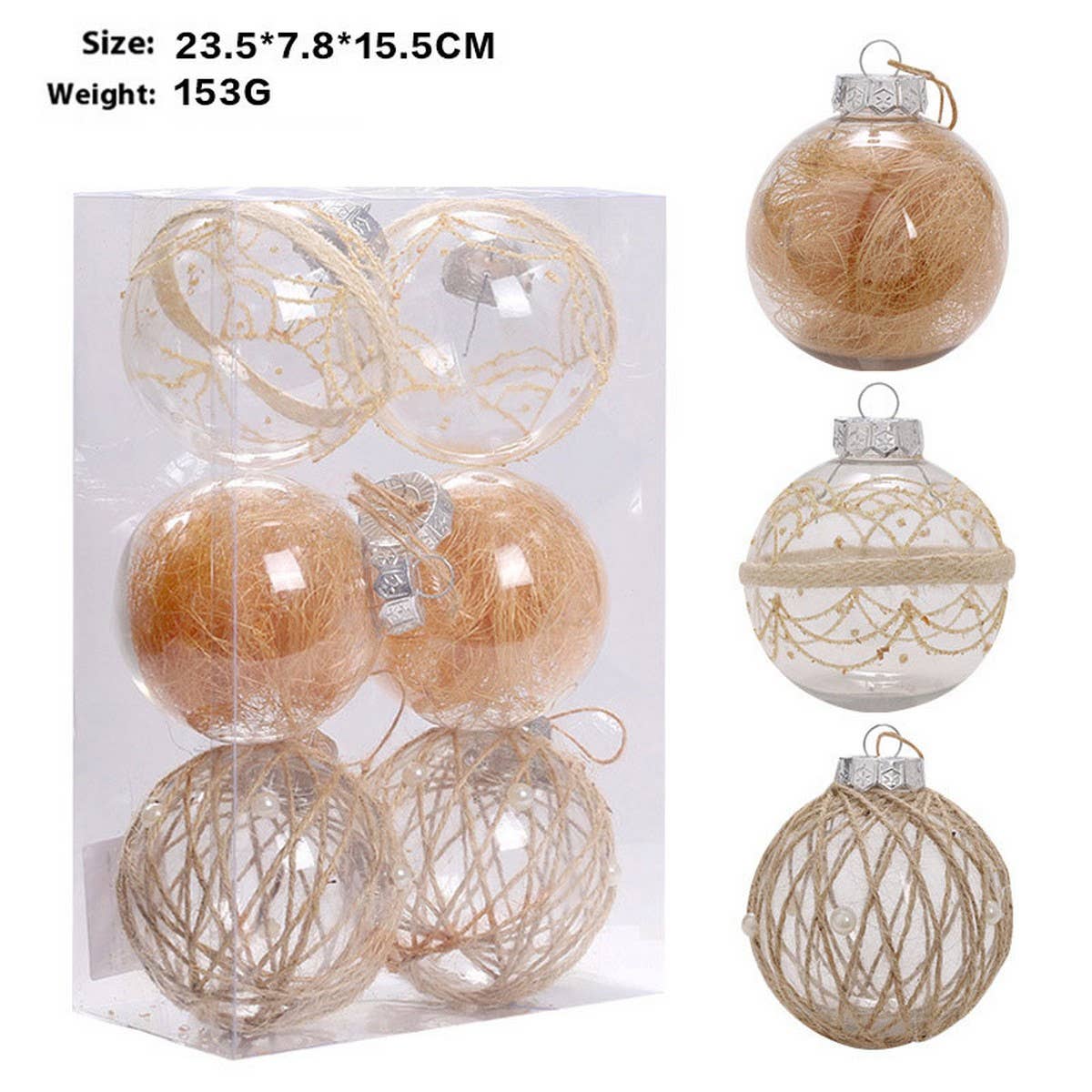 ACCITY - Wholesale Ornament Set - 8CM PET Clear Plant Xmas Ball Ornament Set_CWMM98672