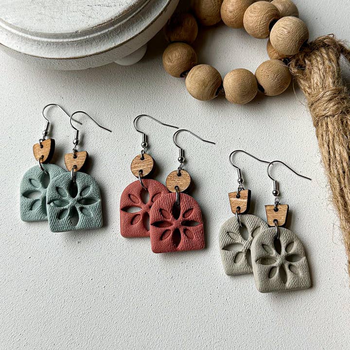 Polymer Clay Earrings - Beach/Coastal - Shell Cutout for wholesale by KIMCo.