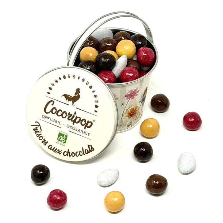 Cocoripop - Wholesale Chocolate Covered Sweets - Small Metal Bucket "Chocolate Treasures" (Easter)
