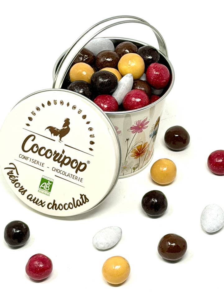 Small Metal Bucket "Chocolate Treasures" (Easter) for wholesale by Cocoripop