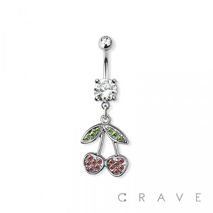 CRAVE BODY JEWELRY - Wholesale Belly Ring - CHERRY DANGLE 316L SURGICAL STEEL BELLY BUTTON RING