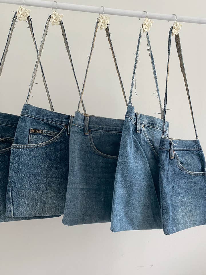 Repurposed Denim Pocket Purse for wholesale by Feelin’Blue.