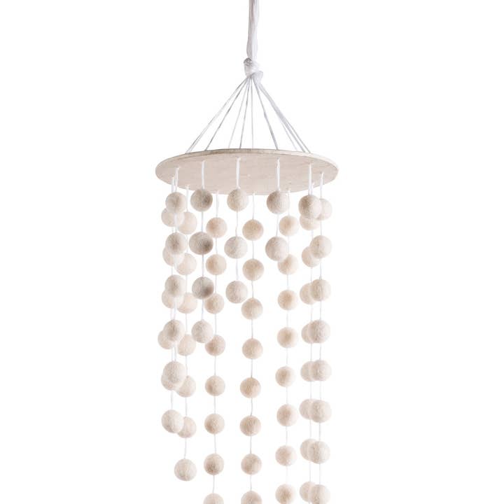 Namaste - Wholesale Decal - Party Decorations - White Felt Ball Mobile Decoration0