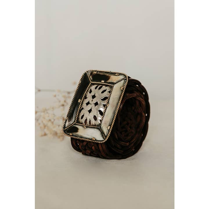 Lula Natura - Wholesale Belt - Women's - BROWN LEATHER BELT SQUARE EMPIRE7