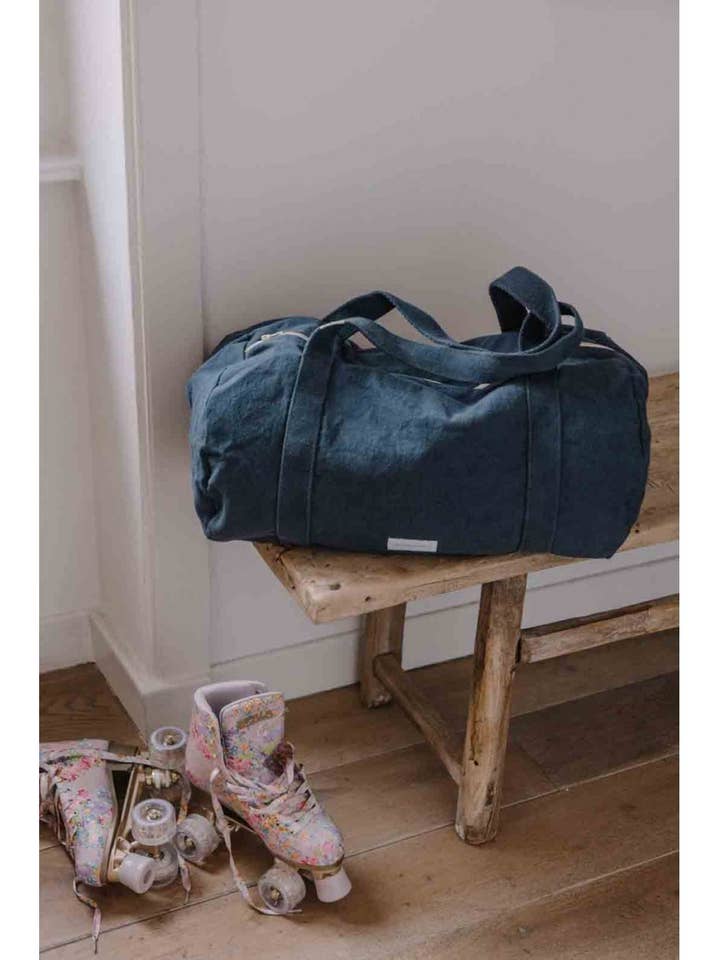 Sac Bowling En Toile De Coton Bio Bleu Orage pour la vente par Les Pensionnaires