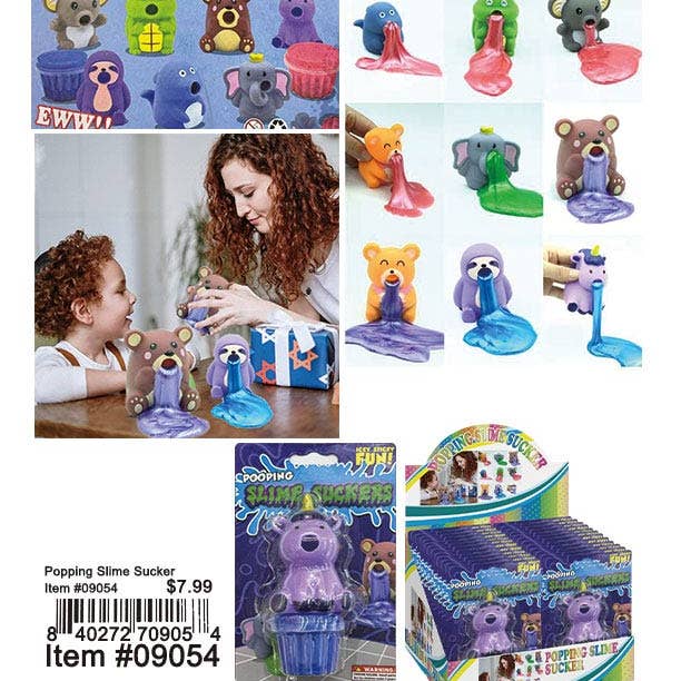 Puka Creations - Wholesale Putty/Slime - Kids - Popping Slime Sucker - Closeout 12 Pcs.