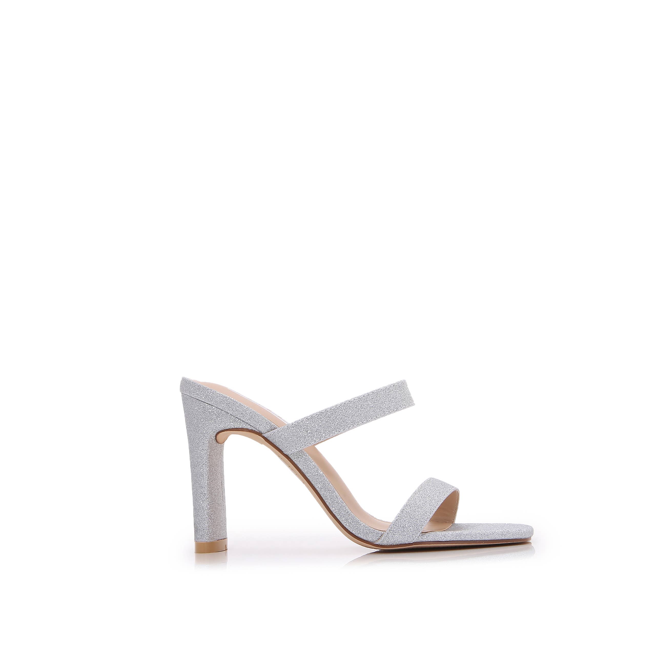 Gold Women Glitter Double Strap Square open toe Heeled Sandals for wholesale on Faire7