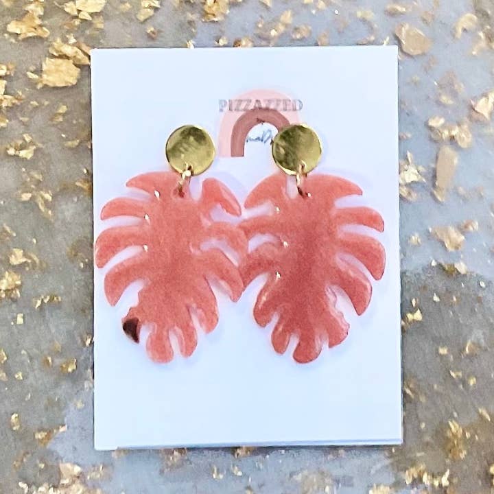 Pink palm tree dangles for wholesale by Pizzazzed by Mads