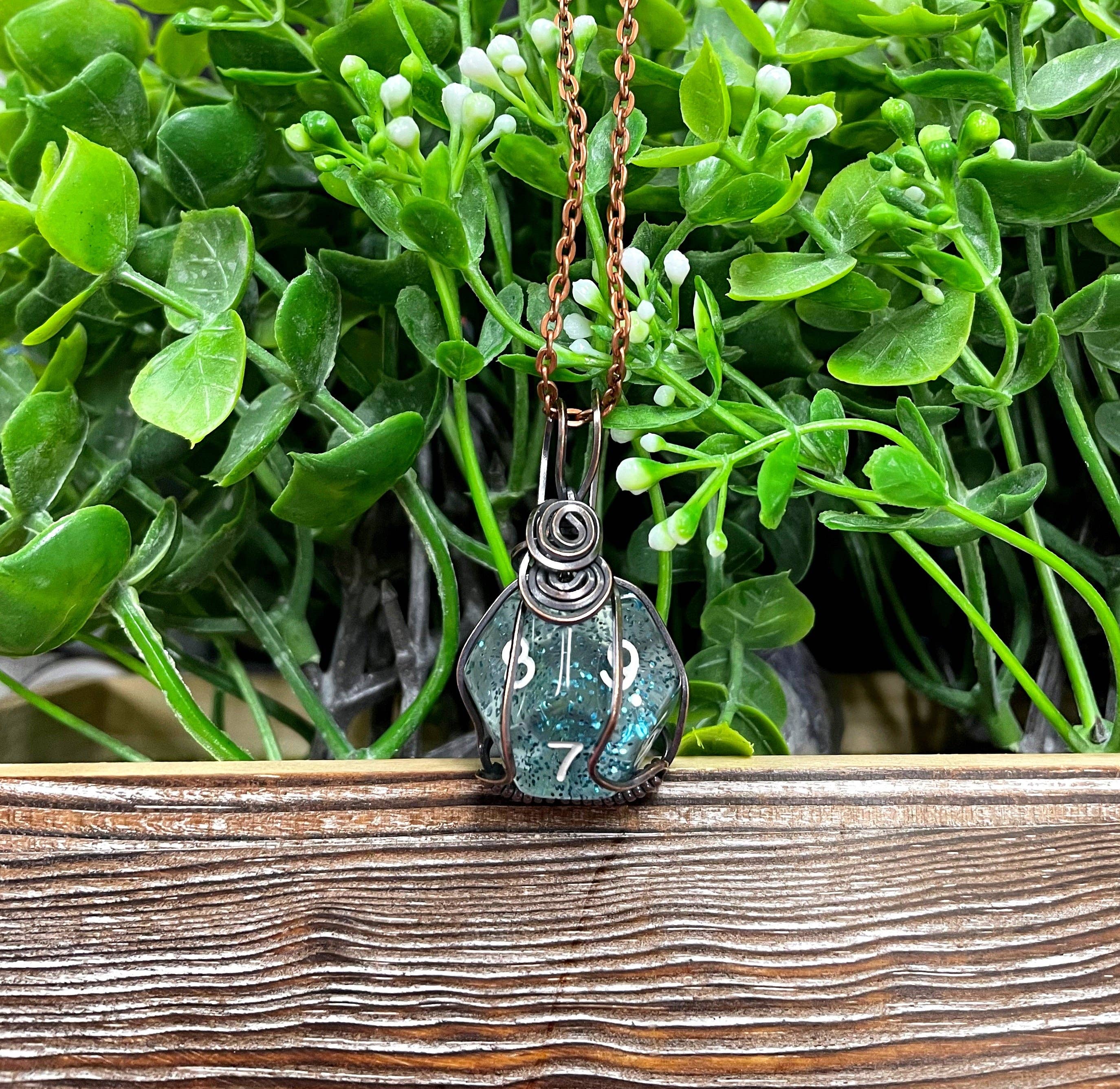 Handmade by Marlayna - Wholesale Pendant/Charm Necklace - Dice Necklace, Random Color -Copper Wire Wrapped D12 1