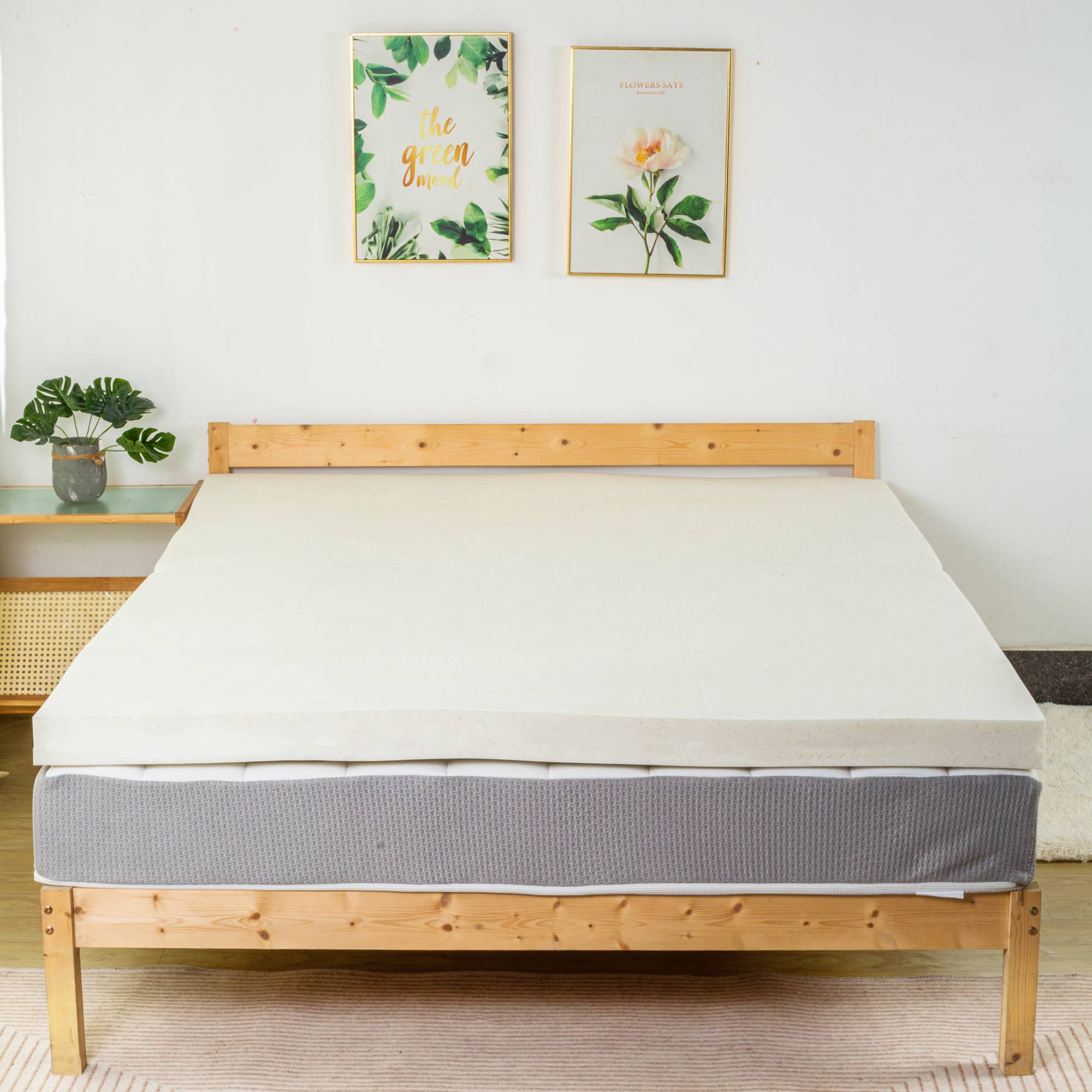 Beige 3-Inch Copper-Infused Memory Foam Mattress Toppers for wholesale on Faire6