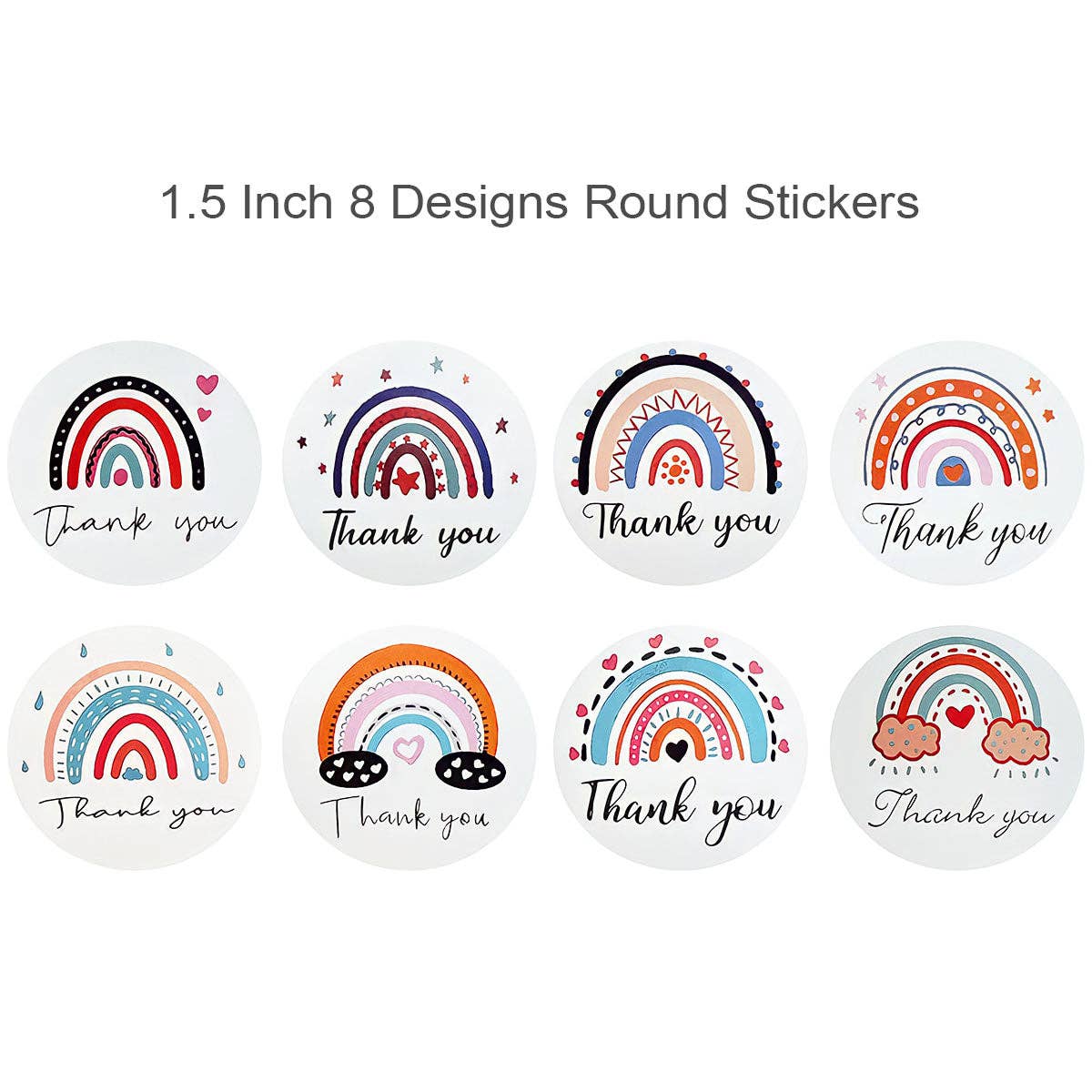 Wrapables.com - Wholesale Sticker - Wrapables 1.5 inch Rainbow Thank You Stickers Roll1