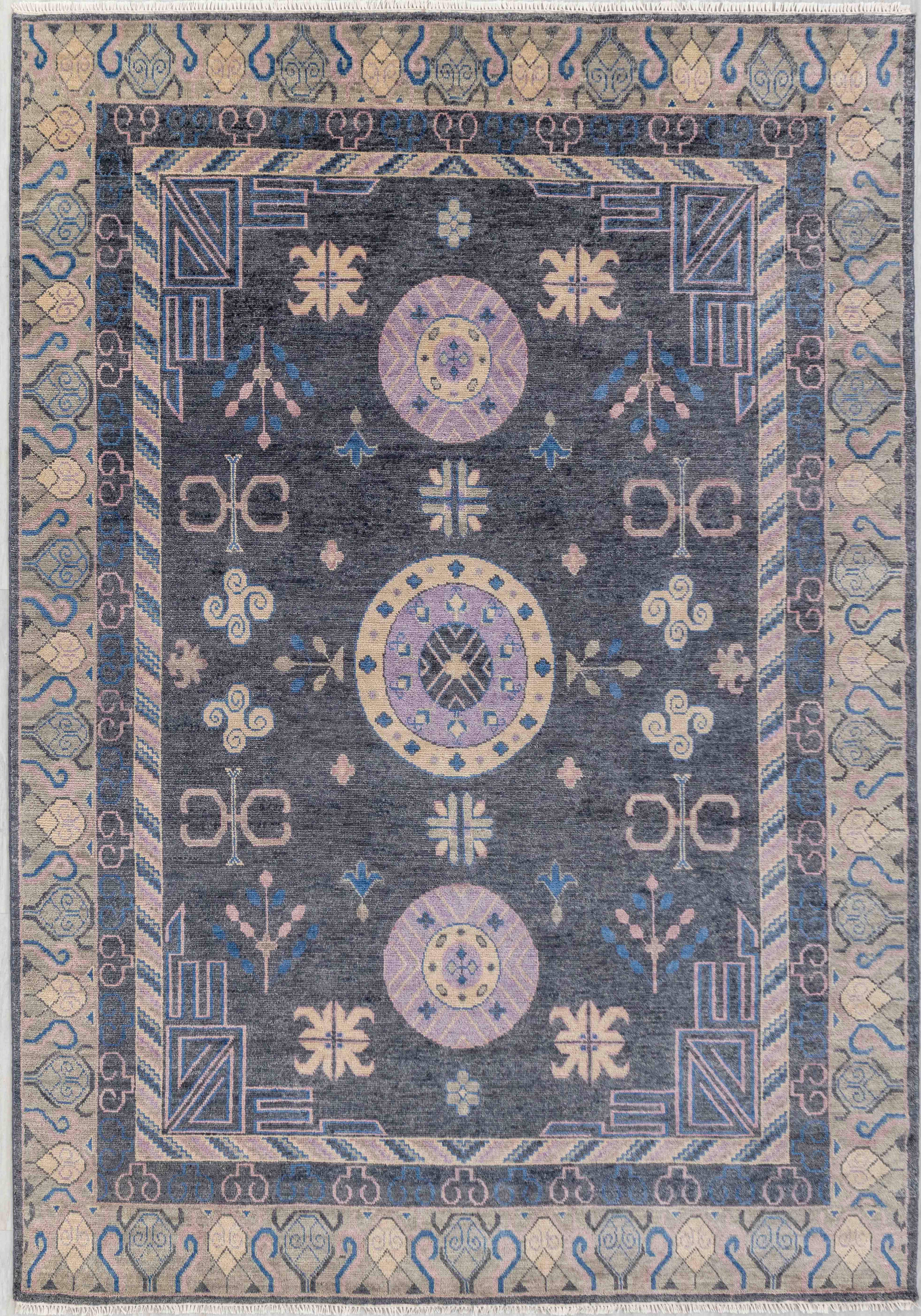 Aesthetic Homes LLC - Wholesale Area Rug - 9x12 Vintage Persian Khotan Gray Wool Hand Knotted RugG-91260