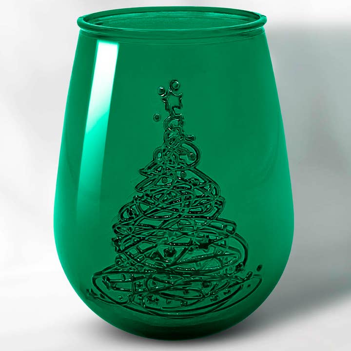 20 oz Christmas Tree Glass Container- Votive Holder/Vase for wholesale by Couronne Co.