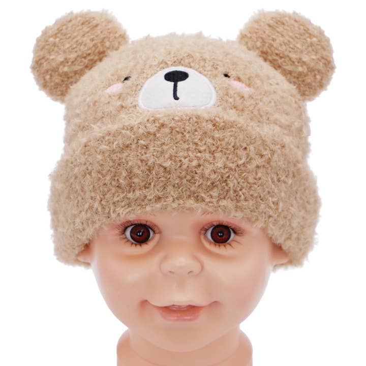 Cap Zone - Wholesale Beanie - Kids - Little Kids Teddy Bear Terry Fleece Beanie