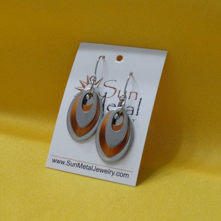 Ovalicious stainless steel & aluminum earrings (Style #206) for wholesale by SunMetal Jewelry