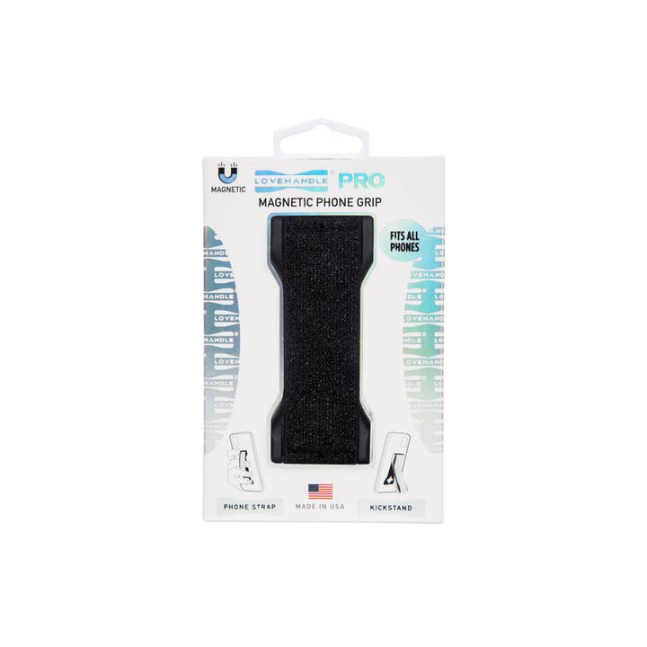 LoveHandle - Wholesale Phone Grip - LoveHandle PRO - Black Glitter Elastic