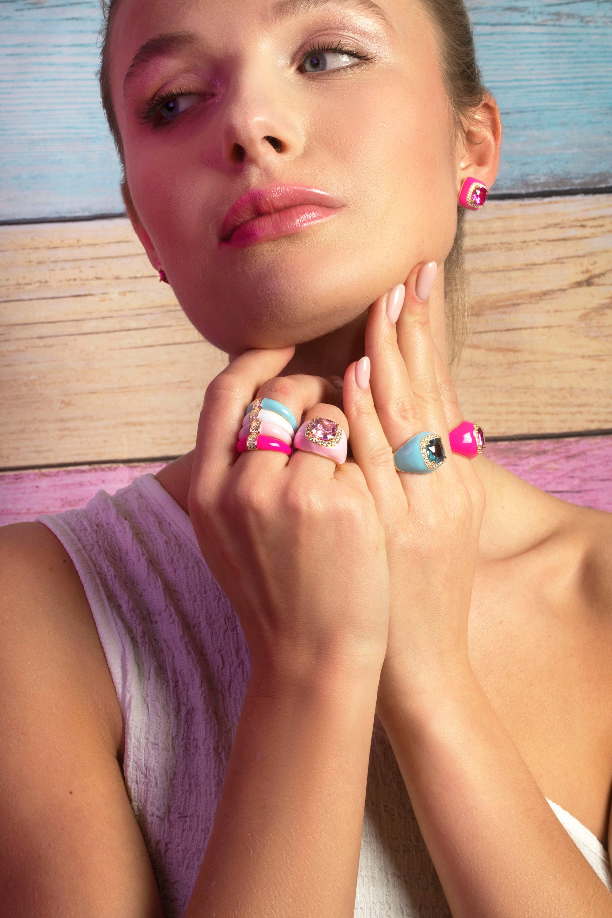 NIIKI PARIS – Engroshandel Ring med sten – Popiglam Rose - Ring i 925 sølv NR944P3