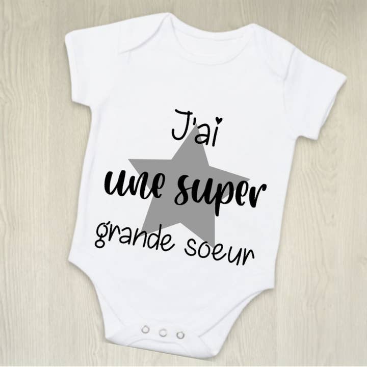 Body per neonato Super Big Sister personalizzato per la vendita all'ingrosso da parte di Tendance Cadeau