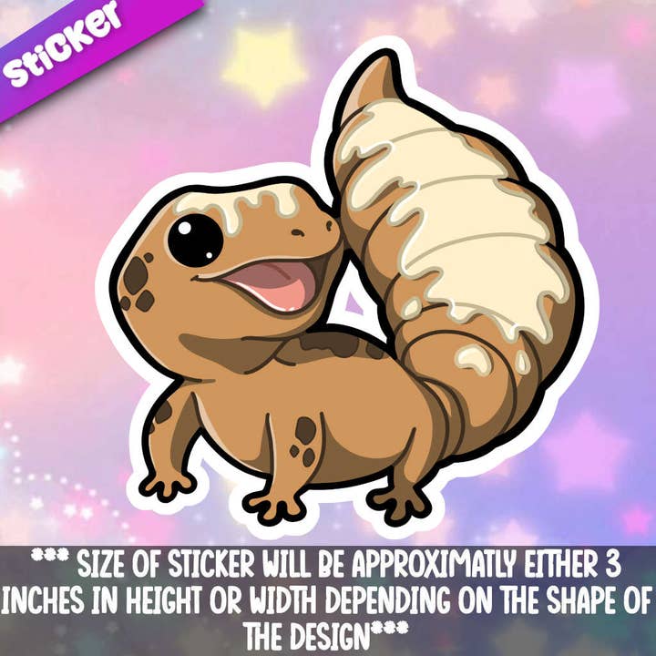 Mega Kawaii Cuties - Wholesale Sticker - Leopard Gecko- Buttered Croissant Sticker