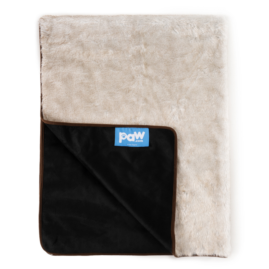 Paw Brands - Wholesale Pet Blanket - Dog - PupProtector™ Short Fur Waterproof Throw Blanket - White with Brown Accents2