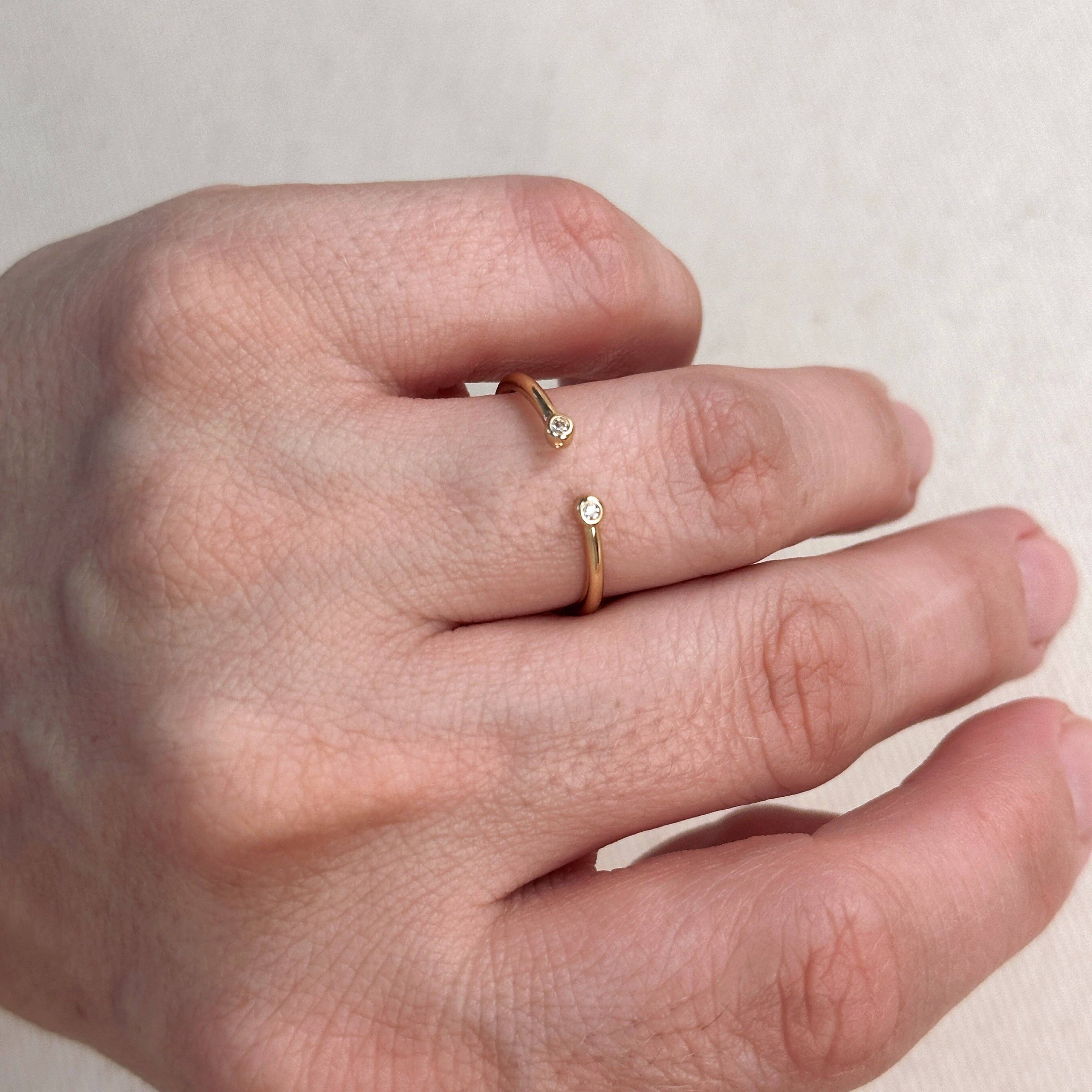 GoldFi - Wholesale Band/Stacked Ring - 18k Gold Filled Dainty Open Ring with Micro Bezel Zirconia9