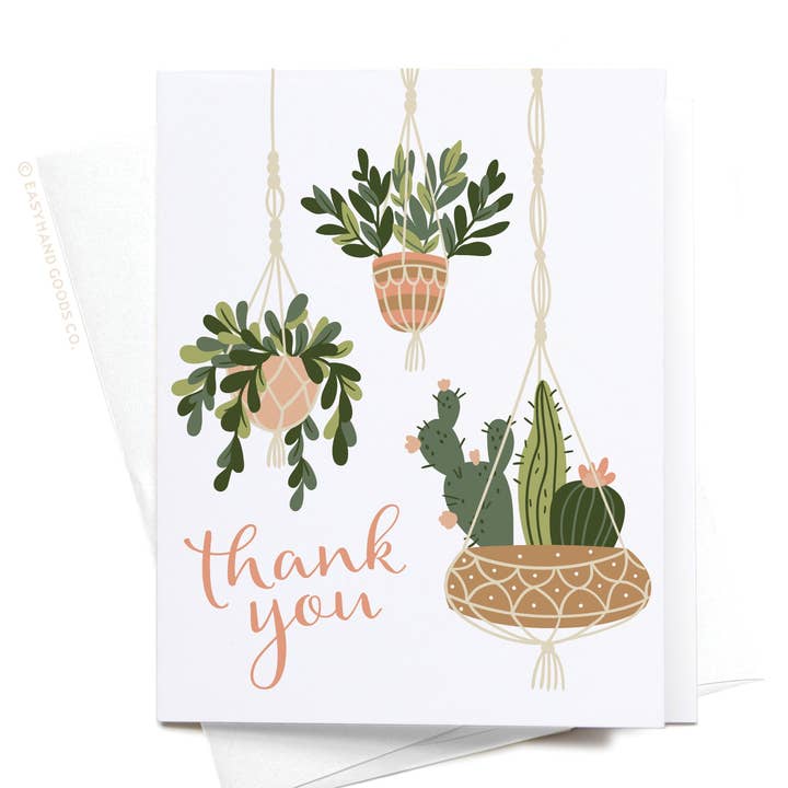 Thank You Hanging Plants + Succulents Greeting Card for wholesale by Easyhand Goods – formerly Onderkast