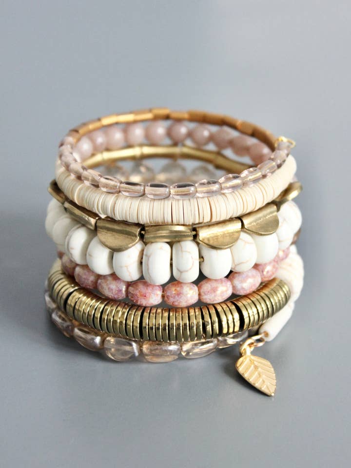 ISLB03 Mauve and white wrap bracelet for wholesale by David Aubrey Jewelry