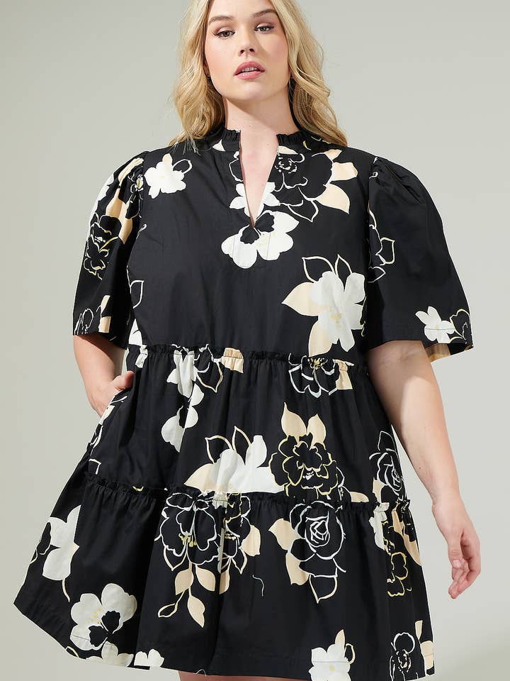 Cairan Rose Tomales jurk met splithals en splithals, Curve voor wholesale door Sugarlips