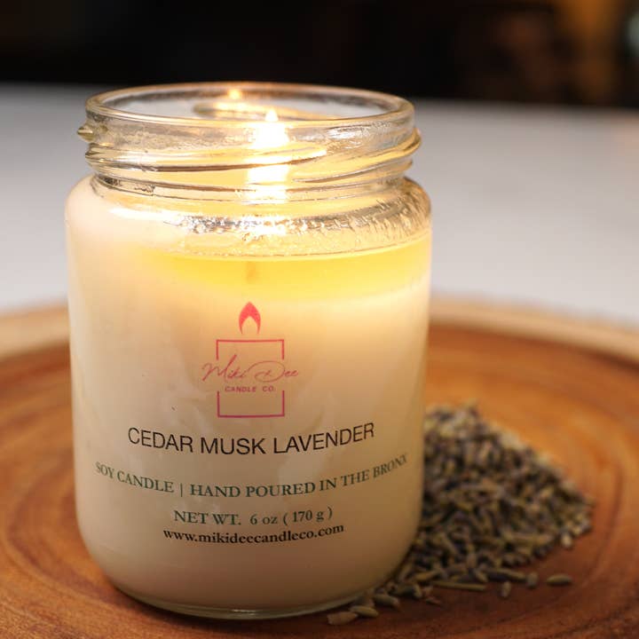 Cedar Musk Lavender for wholesale by Miki Dee Candle Co LLC