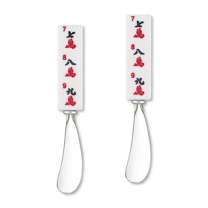 2-Piece Mahjong Characters Zinc Cheese Spreader for wholesale by Supreme Housewares
