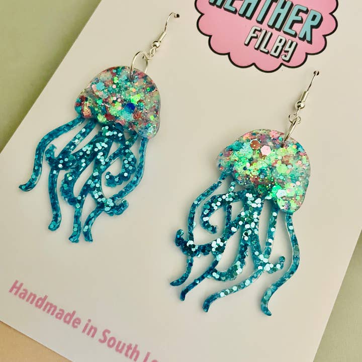 By Heather Filby – wholesale Dangle earrings – JellyFish Glitter Earrings (MORE COLOURS) - Best Seller15