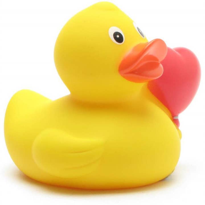 Duckshop - Vente Jouet pour le bain – bébé - Canard en caoutchouc avec ballon en forme de cœur4