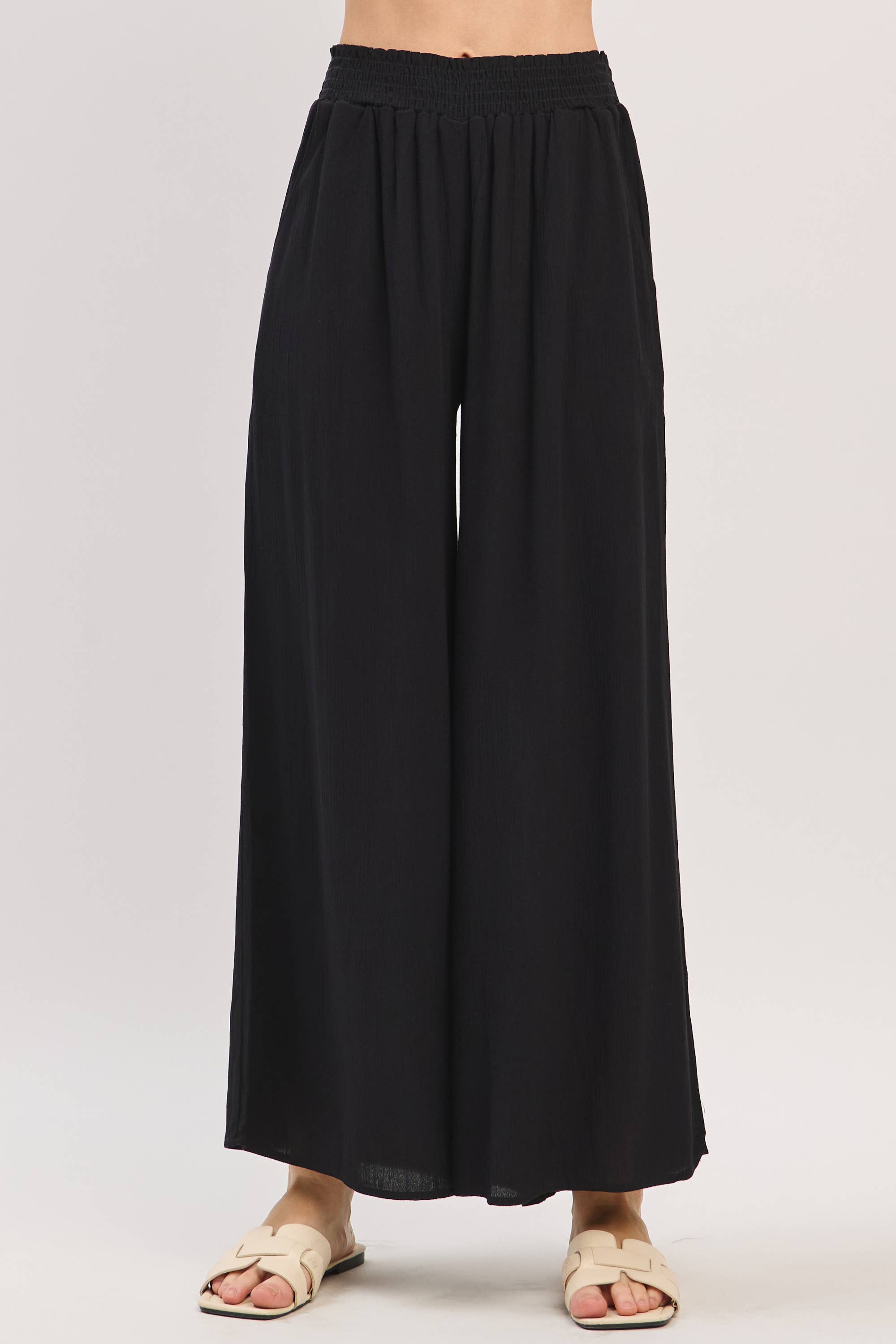 Final Touch - Wholesale Pants - Women's - Waist Smocked Wide Leg Pants - VLP7000034