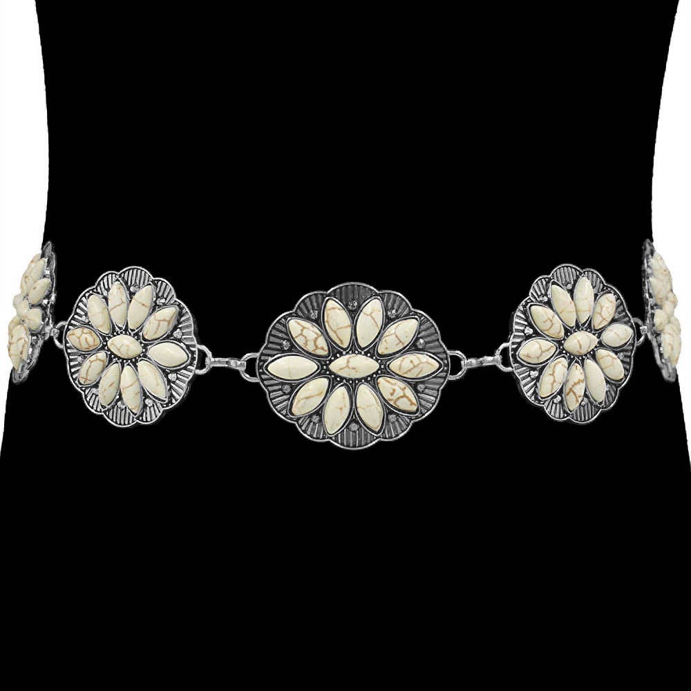 Sensibling Corp. - Wholesale Belt - Women's - Boho Vintage Western Turquoise Stone Concho Chain Belt7