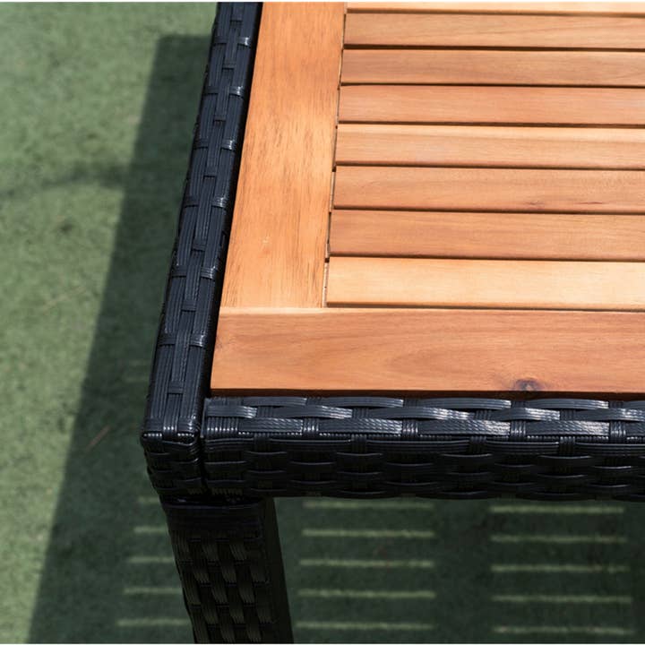 39F Inc. - Wholesale Patio Set - 7-Piece Outdoor Patio Wicker Dining Set with Acacia Wood Top2