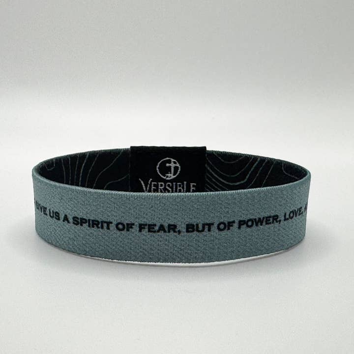 Versible - Wholesale Wristband - Versible® Wristbands - Black Topography / 2 Timothy 1:7