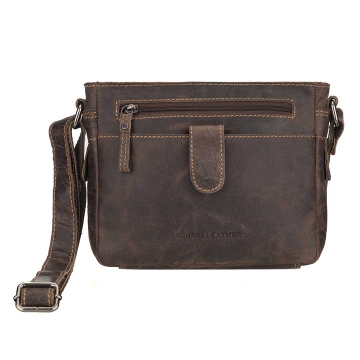 Kingston Leather Crossbody Bag – Unisex – Brown for wholesale by Minori Leather